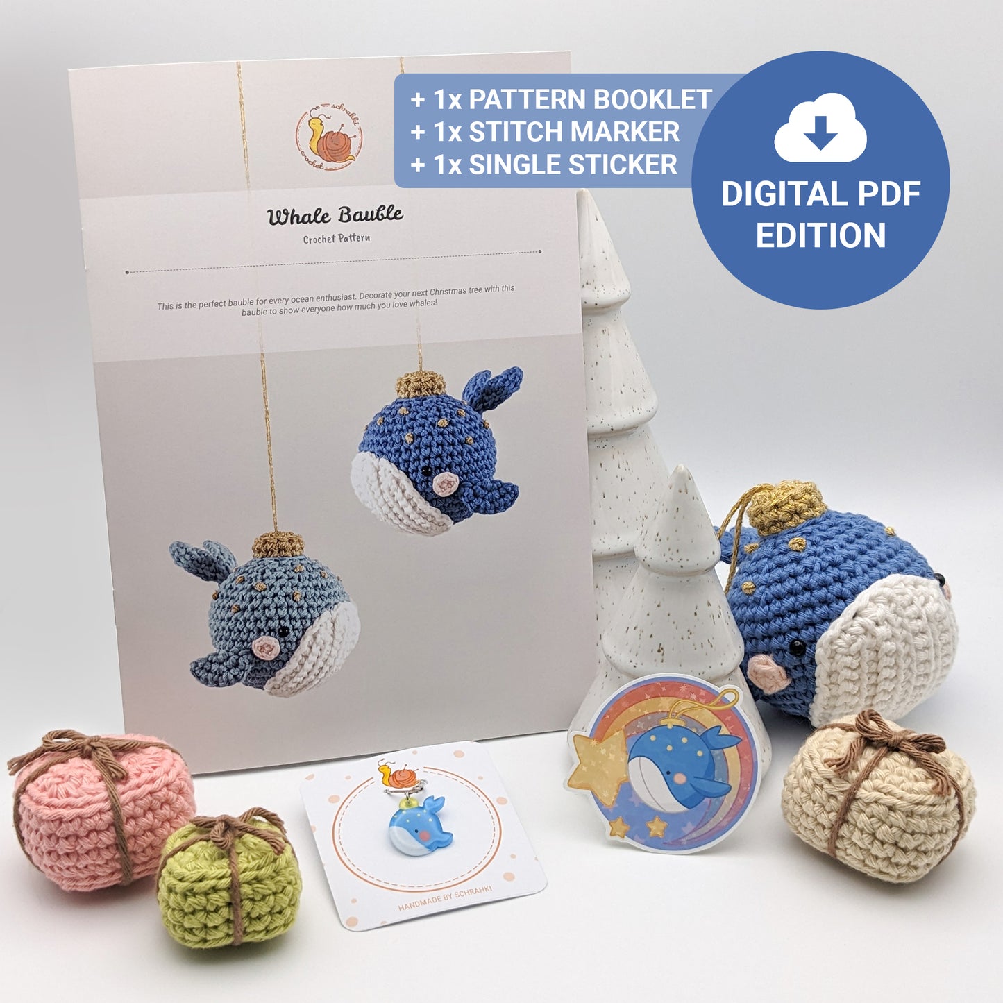 Walkugel Weihnachtsbundle - Häkelanleitung, Maschenmarkierer & Sticker