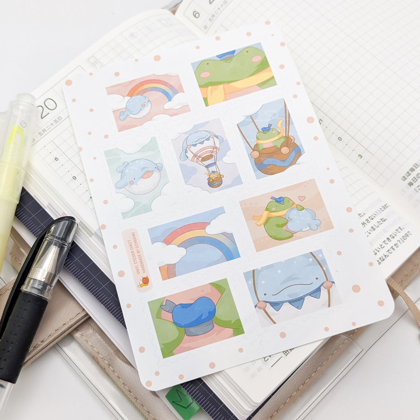 Captain Froggie & Whale Shark Balloon: Stamps - Vinyl Sticker Sheet