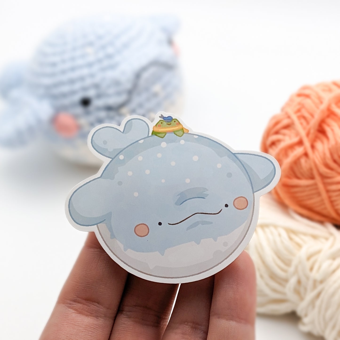 Captain Froggie: Whale Shark Balloon Rider - Vinyl Sticker