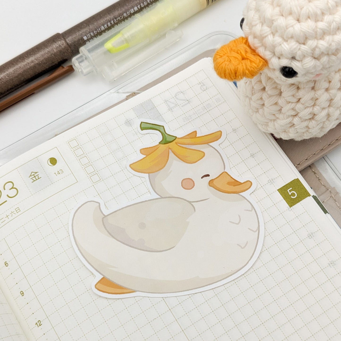 Duckling: Flower Hat - Vinyl Sticker