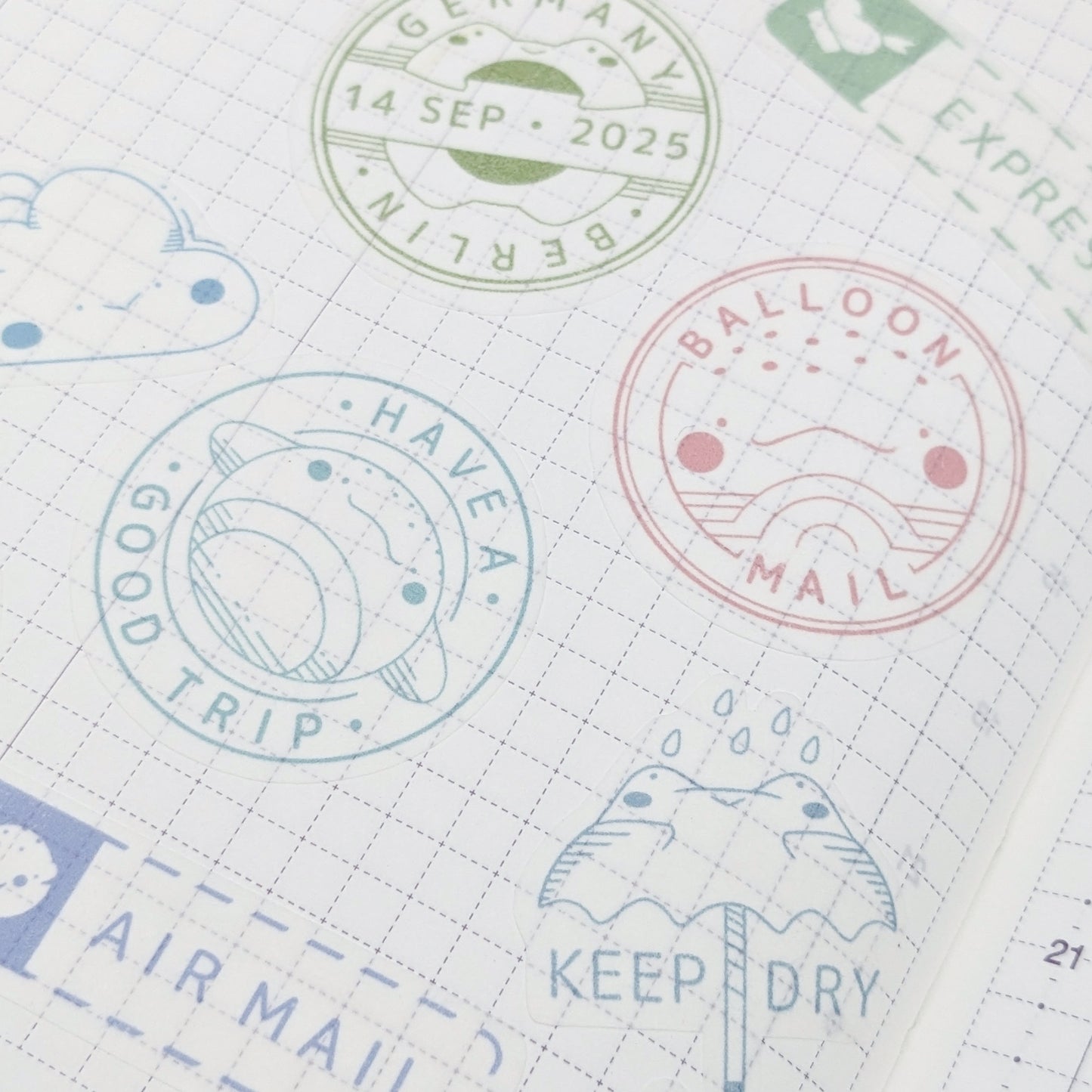 Balloon Journey Postmarks - Washi Sticker Sheet