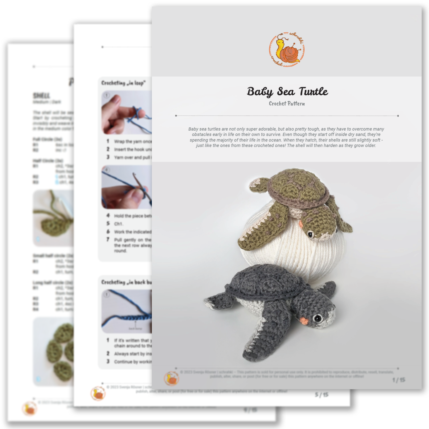 Baby Sea Turtle - Digital Crochet Pattern