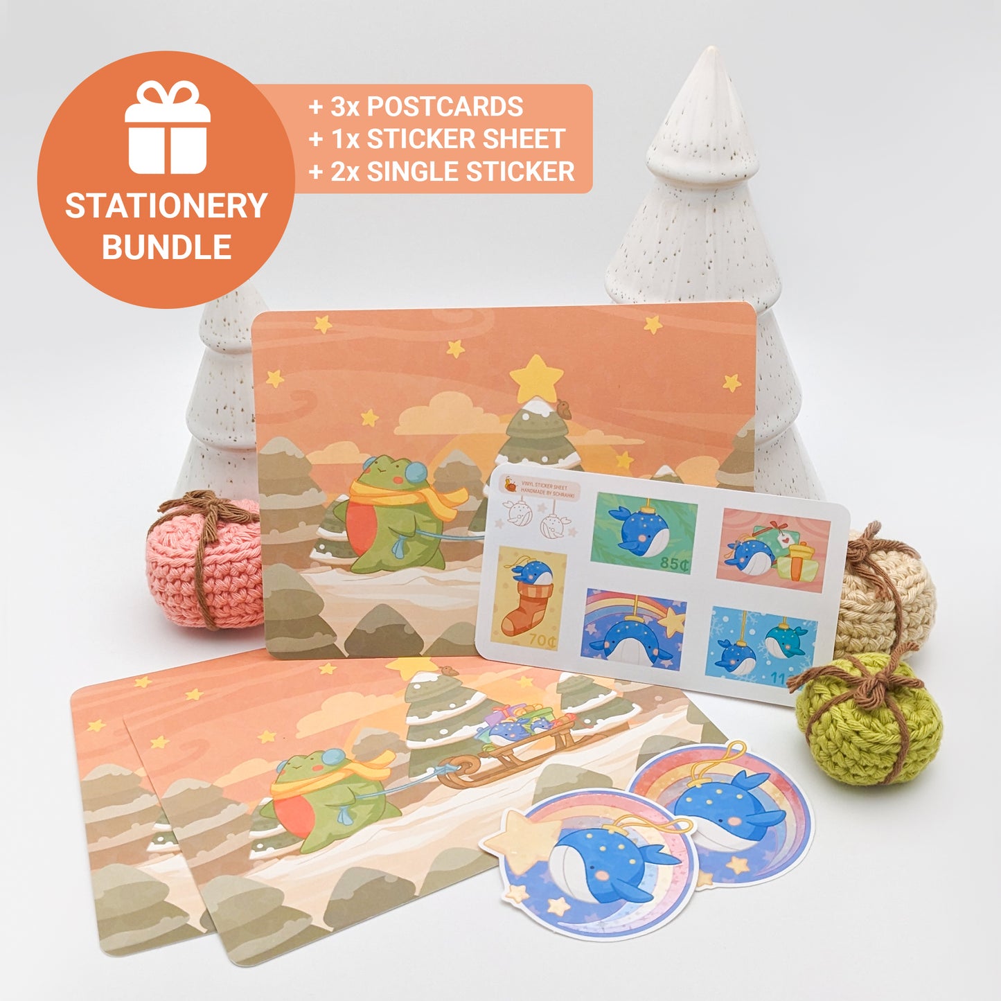 Christmas Stationery Bundle - Postcards & Stickers