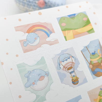 Captain Froggie & Walhaiballon: Briefmarken - Vinyl Stickerbogen