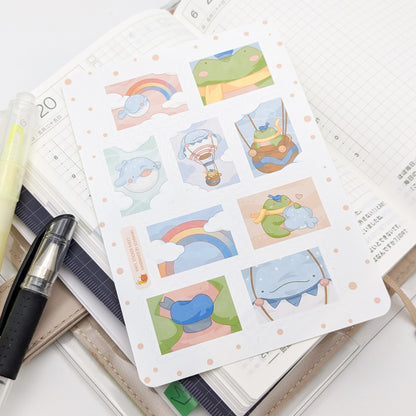 Captain Froggie & Walhaiballon: Briefmarken - Vinyl Stickerbogen