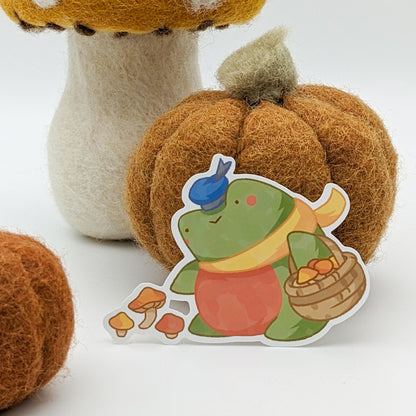 Captain Froggie: Mushroom Forager - Vinyl Sticker