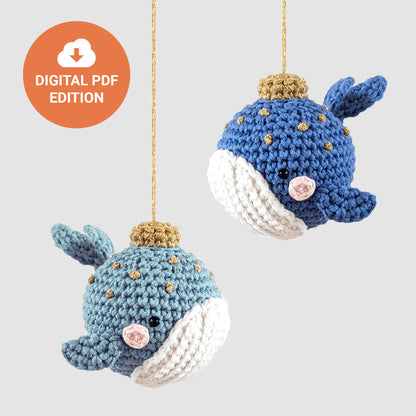 Whale Bauble Christmas Bundle - Crochet Pattern, Stitch Marker & Sticker