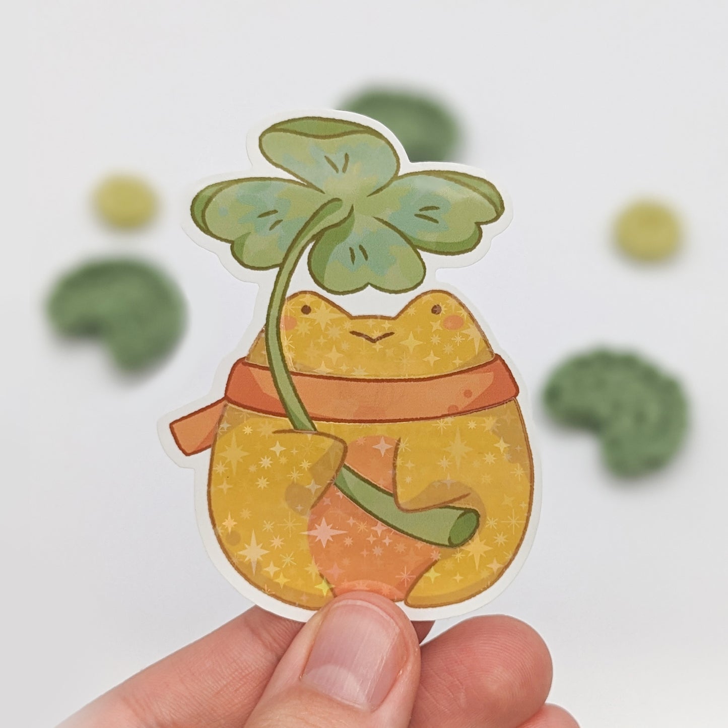 Golden Froggie Clover - Vinyl Sticker