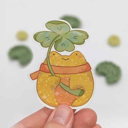 Golden Froggie Clover - Vinyl Sticker