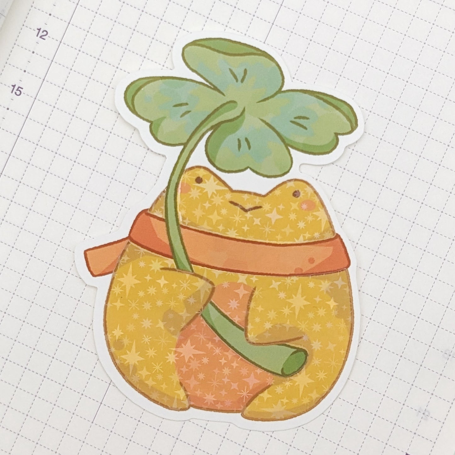 Golden Froggie Clover - Vinyl Sticker