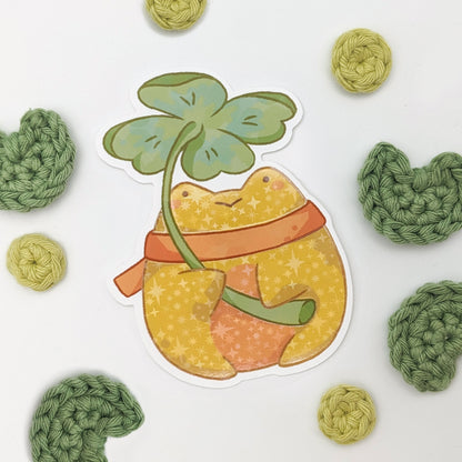 Golden Froggie Clover - Vinyl Sticker