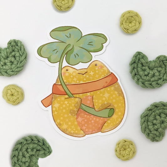Golden Froggie Clover - Vinyl Sticker