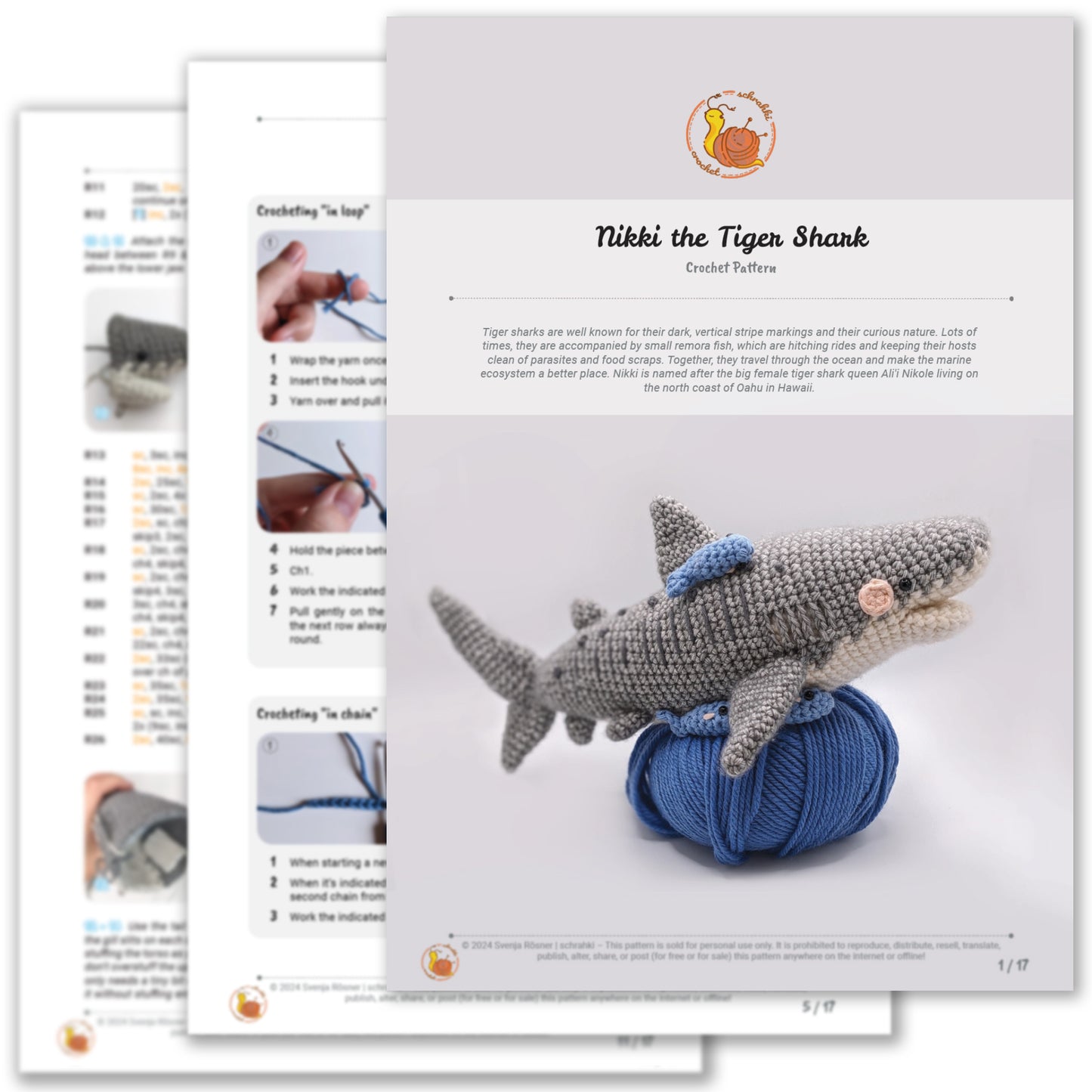 Nikki the Tiger Shark - Digital Crochet Pattern