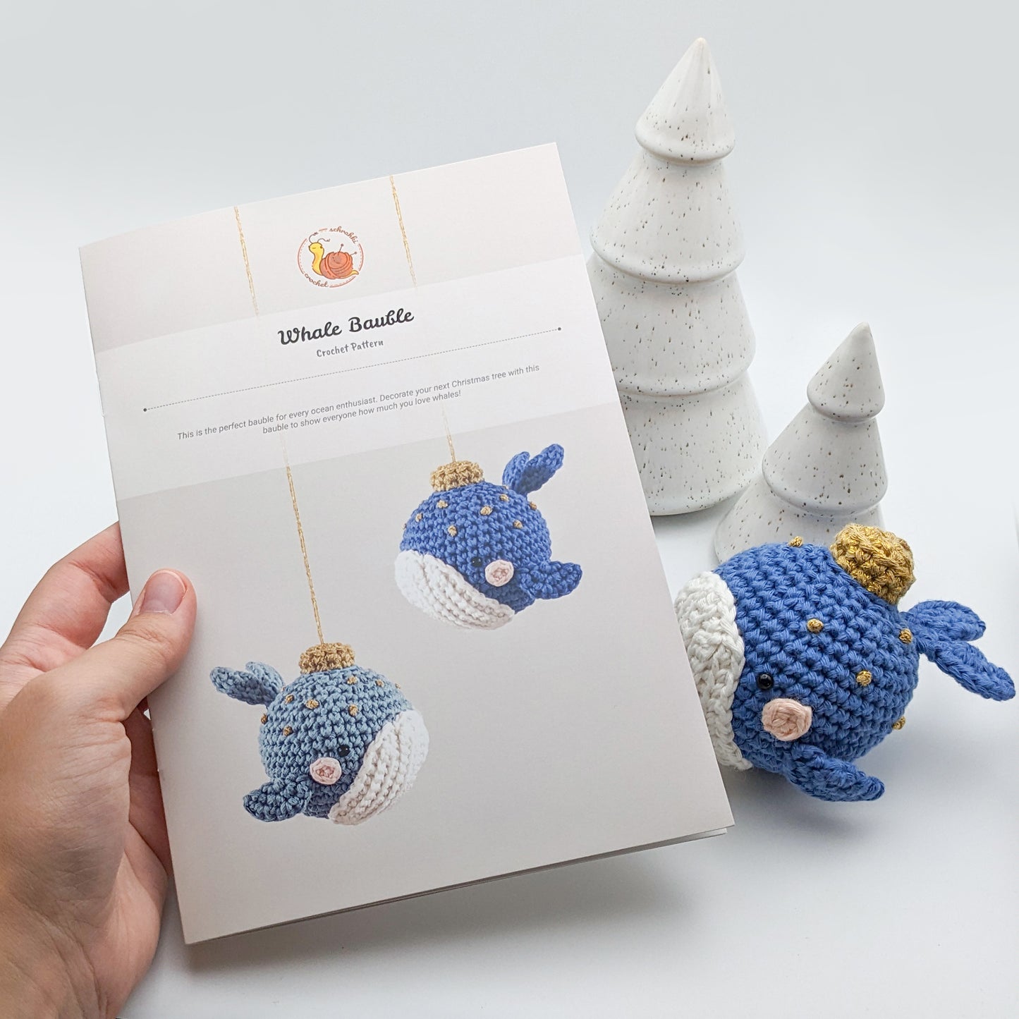 Whale Bauble Christmas Bundle - Crochet Pattern, Stitch Marker & Sticker