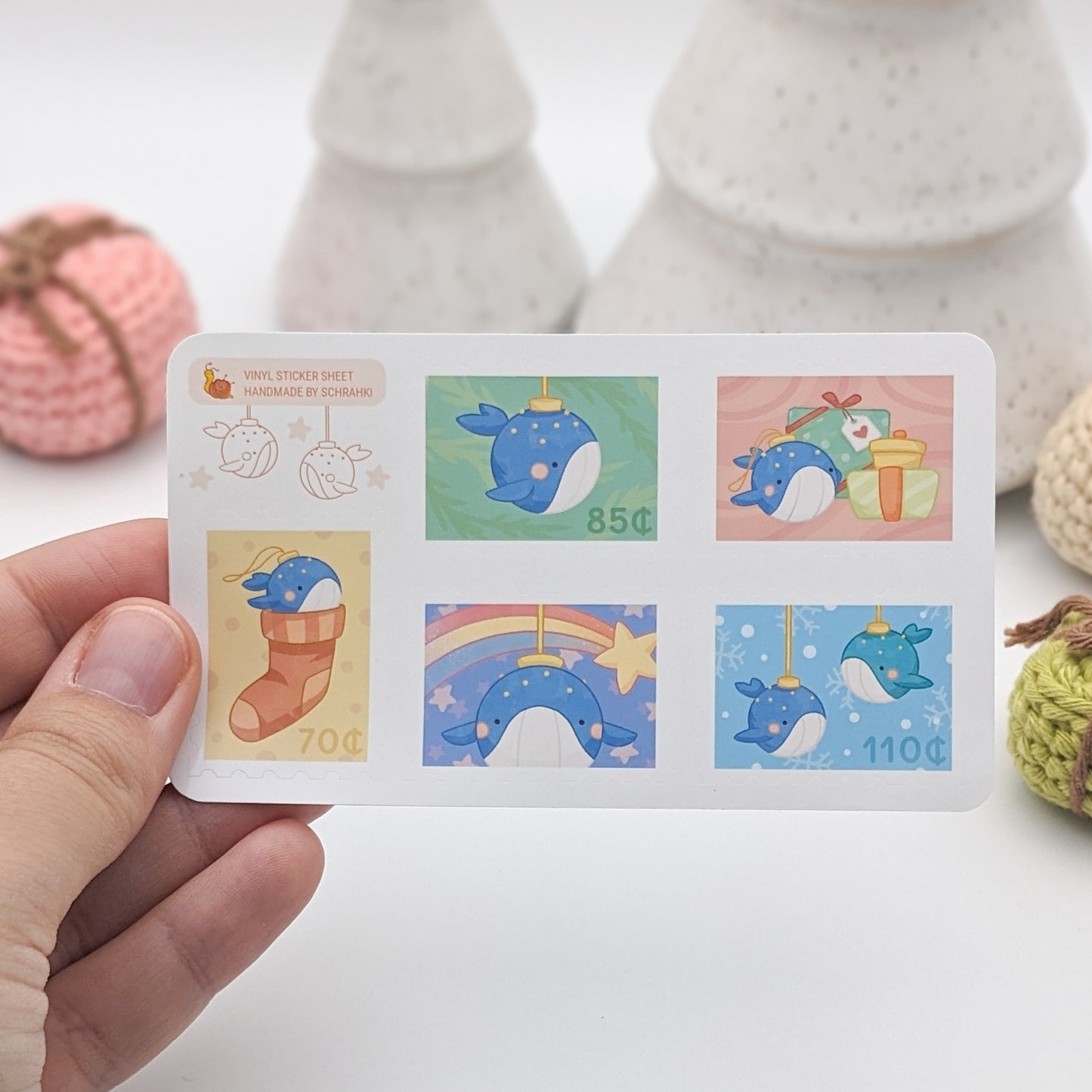 Whale Bauble: Christmas Stamps - Vinyl Sticker Sheet