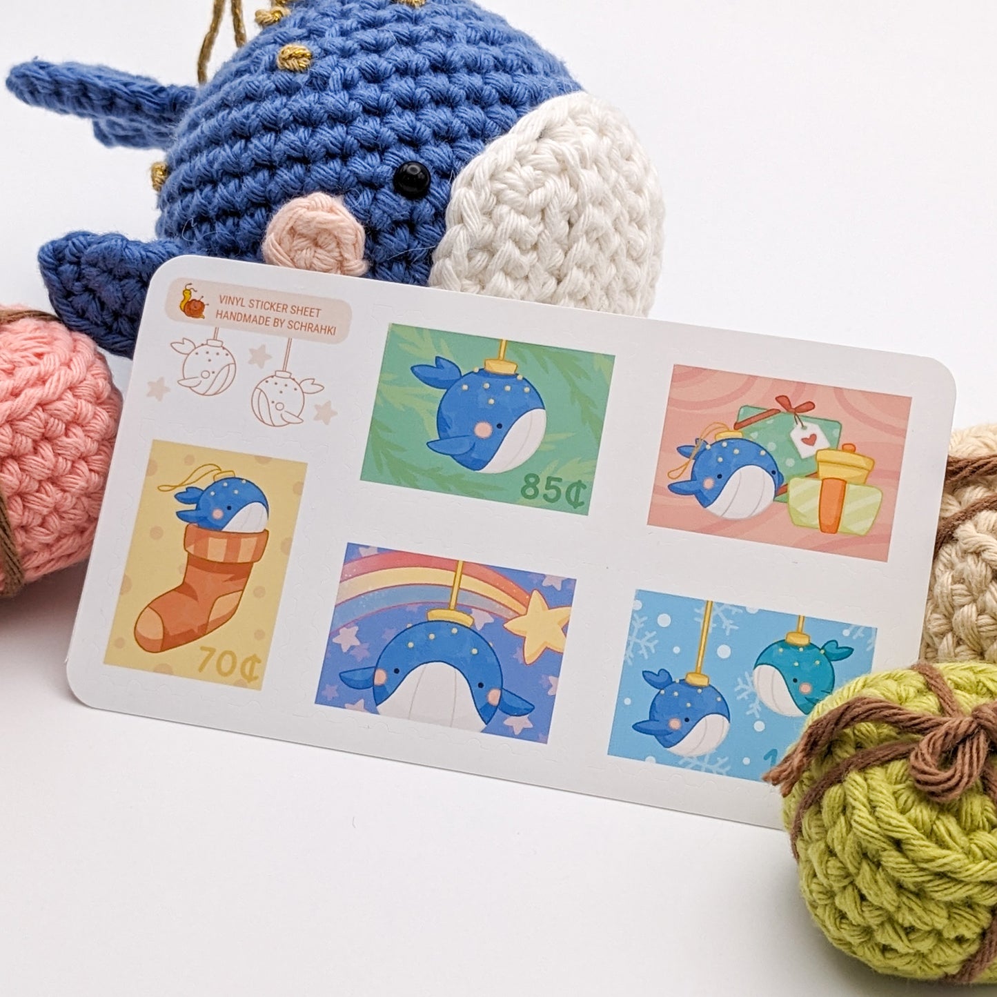 Whale Bauble: Christmas Stamps - Vinyl Sticker Sheet