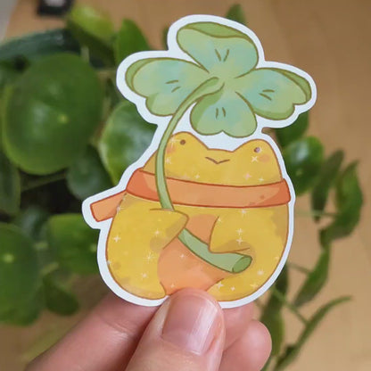 Golden Froggie Clover - Vinyl Sticker